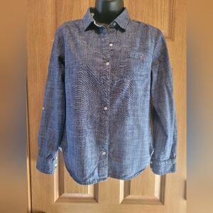 Tommy Hilfiger Long Sleeve Button Down Chambray Shirt Size XS EUC!